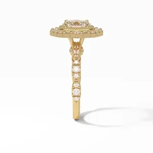Bague de fiançailles et de mariage en or blanc de haute qualité, sertie d'un moissanite ovale en forme de cœur, certifiée GRA. - Product Image 5