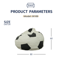 Canapé pouf pour enfants Football, compressé, sans structure, avec repose-pieds, en mousse éponge à grain rugueux, mobilier