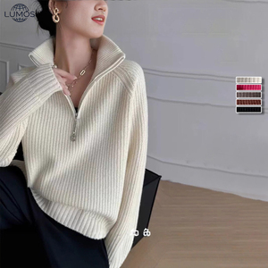 Pull tricoté ample et épais à col mi-zippé pour <span class=keywords><strong>femme</strong></span>, couleur unie, automne et <span class=keywords><strong>hiver</strong></span>, personnalisable avec logo – Vente en gros - Product Image 3