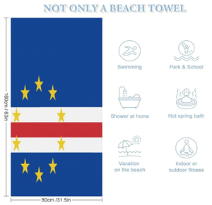 Serviette de plage unisexe de haute qualité avec design personnalisé du drapeau du <span class=keywords><strong>Cap</strong></span>-<span class=keywords><strong>Vert</strong></span>, séchage rapide, légère, en microfibre, pour les <span class=keywords><strong>vacances</strong></span> en bord de mer - Product Image 4