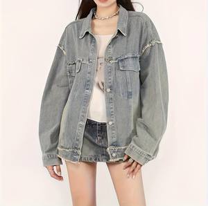 Chaqueta Vaquera Americana Vintage con Parches de Mariposas para Mujer, Diseño Moderno Hip-Hop, Holgada, Lavada, con Botones, para Invierno/Verano - Product Image 2