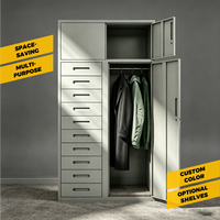 Armoire en acier robuste, design moderne, verrouillable, autoportante, réglable, 3 portes, 10 tiroirs, personnalisable, pour la maison, le bureau ou l'atelier