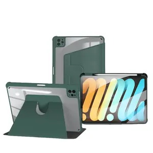 for Ipad 6 Portable 360 Rotating Acrylic Solid Color Apple Portable Tablet Protective Case with Pen Slot 9.7