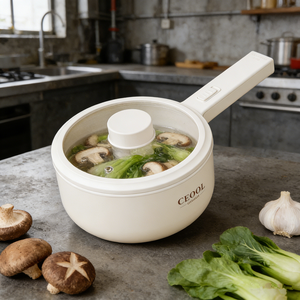Poêle électrique tout-en-un de 1,5 L pour 1 à 4 personnes, mini-casserole électrique pour steak, œufs, riz frit, ramen, flocons d'avoine - Product Image 1