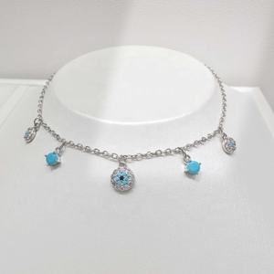 Pulseras de macramé vintage de plata 925 con ojo de verano y turquesa, grabadas en oro de 18k, para mujer, precio mayorista, la mejor amiga - Product Image 1