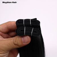 Extensions de cheveux lisses noir jais, cuticules alignées, trame plate, double tirage, Genius Weft, cheveux européens, vente en gros