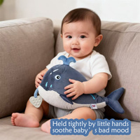 Mainan boneka bayi dan balita yang dapat dikustomisasi dengan desain paus kartun lucu dan mainan penghibur bayi dengan gel untuk meredakan nyeri gigi