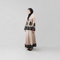 Ensemble Abaya et jupe longue en dentelle noire Loriya, élégant et modeste, pour mariage islamique, soirée, sur mesure pour femmes musulmanes, Dubaï