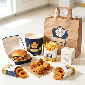 Wholesale French Fried Chicken Chips Takeaway Fast Food Packing Custom Print Kraft Hamburger Burger <b>Box</b> - Product Image 1