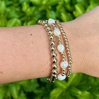 Pulseras de Perlas de Agua Dulce con Detalles en Oro de 18K, Delicadas, Resistentes al Agua, de Acero Inoxidable, Elásticas, Clásicas, Apilables, para Regalo