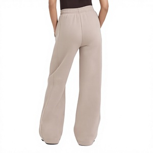 Women's Wide Leg Fleece Sweatpants Mid <b>Waist</b> <b>Elastic</b> Closure Loose Fit Full Length Solid Color Casual Pants & <b>Trousers</b> - Product Image 3
