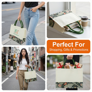Bolsas de Tela Ecológicas Personalizadas, Tamaño Mediano, Estilo Vintage, Bolsas de Playa DIY, Bolsas de Compras con Logotipo Impreso en Seda/Transferencia - Product Image 2
