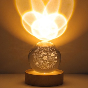 โคมไฟกลางคืน LED รูปทรงลูกบอลไม้ 3 มิติ แสงสีขาวอบอุ่น แบบเสียบปลั๊ก ขนาดกลาง ตกแต่งบ้านสไตล์ร่วมสมัยสำหรับห้องนอน - Product Image 6