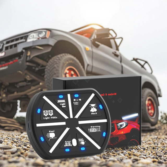 8 Gang Switch Panel Universal Circuit Control Relay System Box Automotive Rechargeable Remote Wireless Control Panel for Car