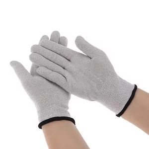 Sarung tangan pijat konduktif, sarung tangan pijat energi, instrumen terapi akupunktur elektroda, sarung tangan pijat konduktif, serat perak, kualitas tinggi - Product Image 6