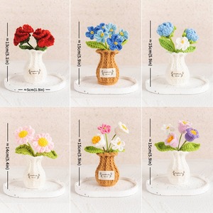 Botellas de Rosas Tejidas con Acabado Personalizado, Ramo Simulado en Maceta, Plantas Tejidas a Mano en Maceta - Product Image 4