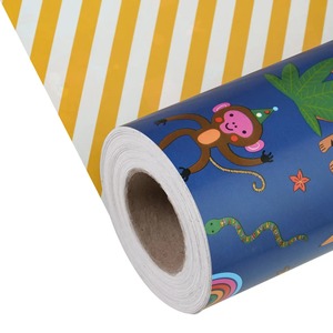 Custom Eco-Friendly Happy Birthday Animals Gift <b>Wrap</b> <b>Paper</b> <b>Roll</b> Double-Sided Recyclable Art <b>Paper</b> 100GSM Coated Digital Printing - Product Image 2