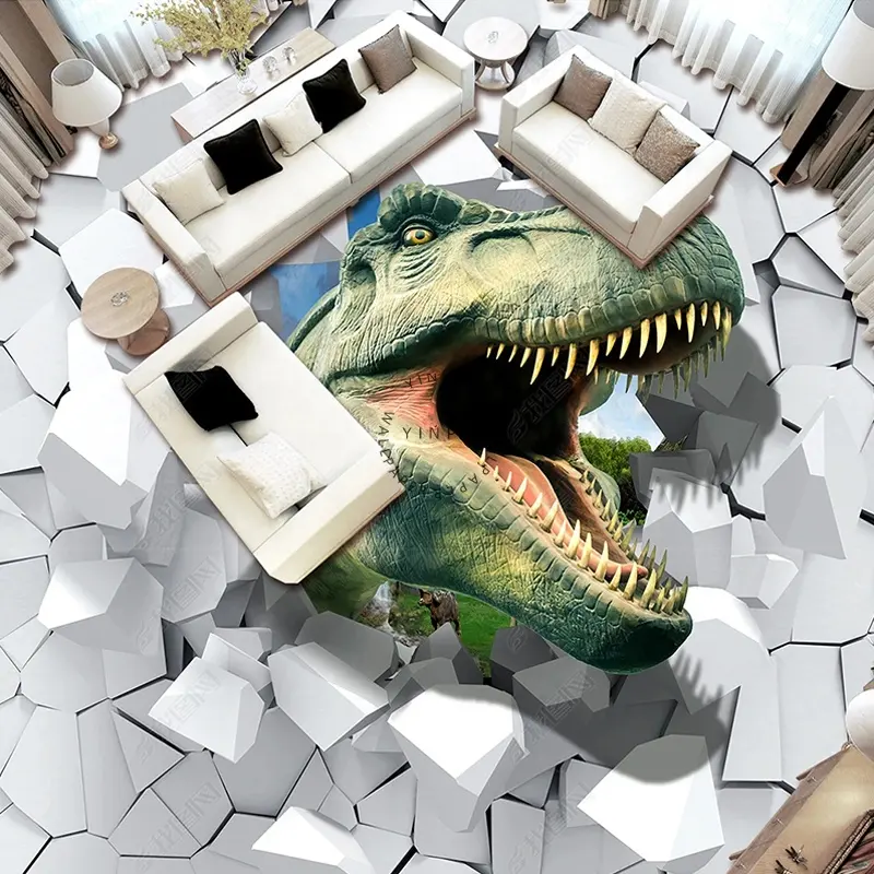 Tyrannosaurus Rex duvar 3d epoksi zemin ile kırılır