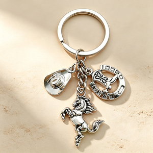 <b>Custom</b> Logo Western Cowboy Metal <b>Keychain</b> Zinc Alloy Vintage Cowboy Hat Pendant Key Ring Fashion Accessory Gift - Product Image 6