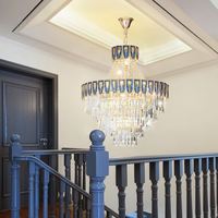 Grand lustre de plafond en or long, luminaire suspendu de luxe pour salon, hall d'hôtel, moderne, grand cristal K9, matériel réglable en hauteur