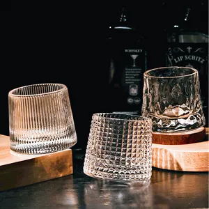Jinbaijia 2024 High Quality Tilting Rolling Drinking Glasses Rock Trapezoid Glasses Cup Whiskey Glass