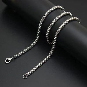 Collar de Cadena de Perlas Cuadradas de Acero de Titanio de 60 cm, Joyería de Moda Unisex, Cadena para Regalo - Product Image 1