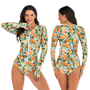 JSN Customize Beachwear 2026 Sports <strong>UV</strong> Bodysuit One Piece Long Sleeves Print Backless Rash Guard Swimsuit Women Fitness <strong>Swimwear</strong> - Product Image 1