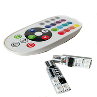Ampoule led avec télécommande multicolore changeante, auto atmosphère W5W 194 168 5050SMD COB 12V silicone stroboscope T10 RGB LED lumière de voiture