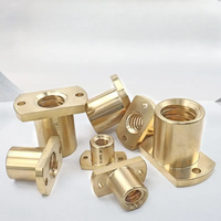 Mur baut kuningan TR10-TR40 presisi tinggi, komponen bubut CNC, komponen robot pengemasan, mur trapesium flens, pertambangan seng