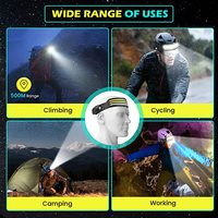 Super Bright 230 ° COB LED Phare Rechargeable USB C Lampe de Poche Front Light Hard Hat pour Adultes-Pour Travail Randonnée