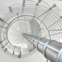 Escalier en colimaçon en verre d'intérieur moderne avec tige de garde-corps en acier inoxydable durable