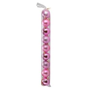 Juego de 9 bolas de plástico rosas, brillantes/mate/con purpurina, diámetro 6 cm - Product Image 1