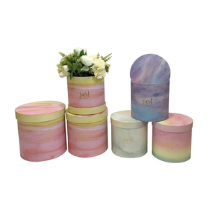 Custom Colorful Hat Boxes Preserved Rose Box Cardboard Paper Cylinder Round Flower Bouquet Packaging Gift Box With Lid