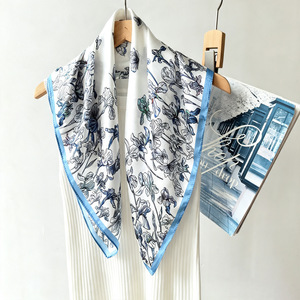 Pañuelo de Seda 100% con Estampado Floral de Mariposas Iris, Pañuelo Cuadrado de Seda de Morera para Primavera/Verano, Pañuelo Bandana al por Mayor - Product Image 5