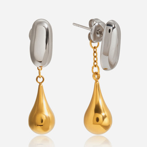 Boucles d'oreilles en forme de goutte d'eau en acier inoxydable pour femmes, bijoux de fête - Product Image 1