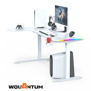 Wquantum perabot kantor meja berdiri LED, dudukan sudut duduk meja dapat disesuaikan
