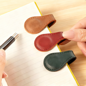 Personalized Logo PU Leather Eco-Friendly Magnetic Bookmark Embossed Design Strong Magnet Portable for Students School