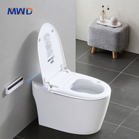 WC intelligent MWD avec réservoir dissimulé, télécommande, siphon en P, cuvette ronde, ensemble de toilettes avec siège chauffant, toilettes intelligentes, toilettes automatiques