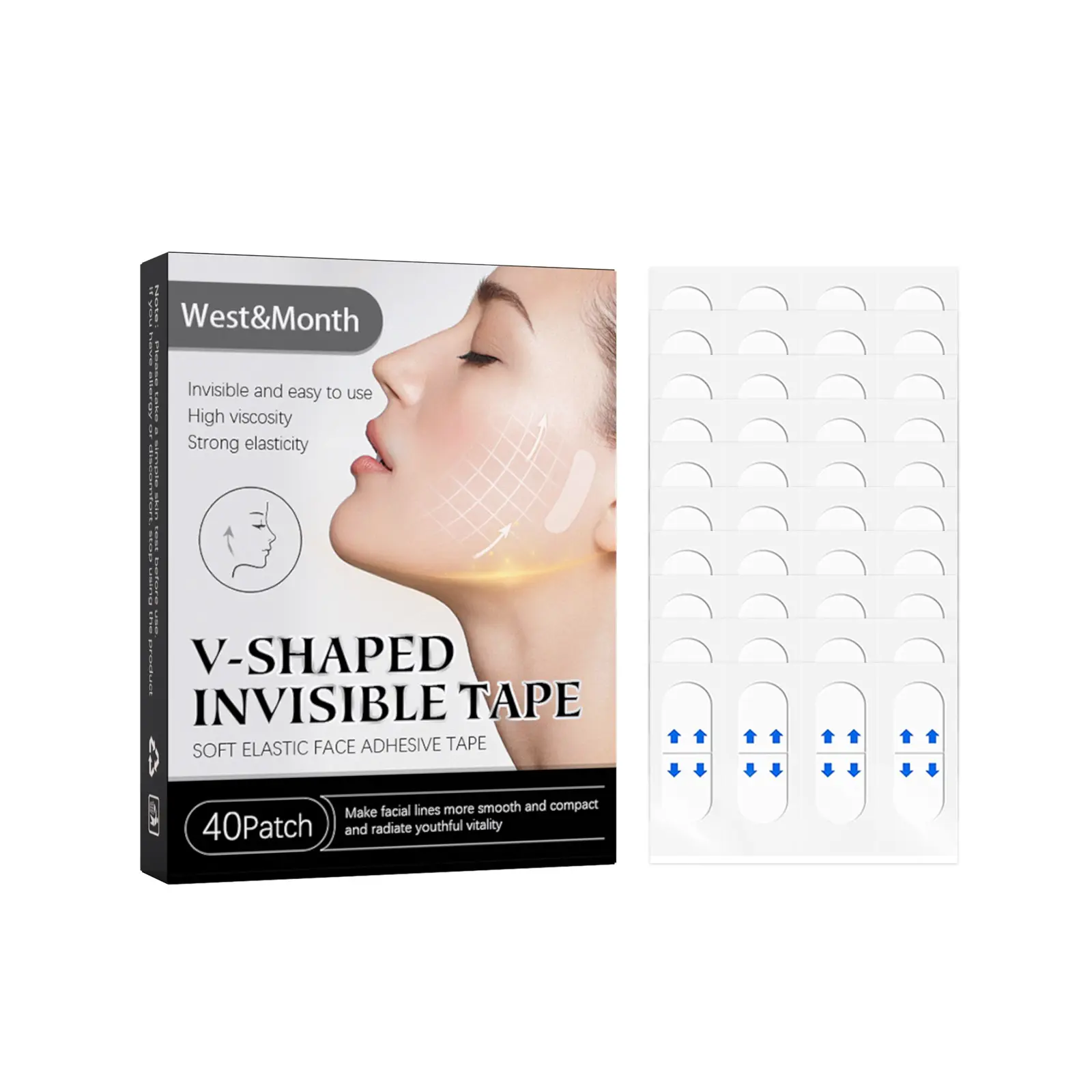 La migliore vendita West & Month Skin Care V Line Shaping Lifting Chin rassodante dimagrante Face Tape riduce il doppio mento