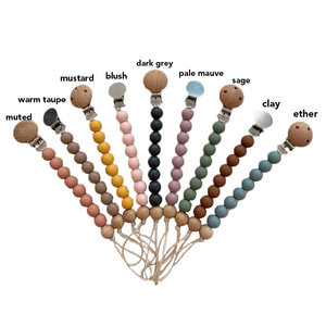 Baby Teething Bead Toy Wooden Silicone <strong>Dummy</strong> Pacifier Clip <strong>Chain</strong> for Sublimation - Product Image 6