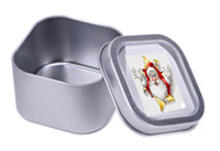 Boîte de présentation carrée en fer blanc recyclable avec fenêtre pour chocolats, bonbons et confiseries