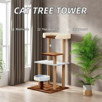 Arbre à chat de luxe moderne et classique en bois MDF durable avec sisal, jouet de Noël et d'Halloween pour chats et chiens, emballé en carton