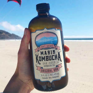 Jus de boisson 16oz Amber Boston Round Coffee Kombucha Bouteille en verre avec bouchon phénolique - Product Image 2