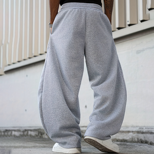 Pantalon de survêtement surdimensionné coupe ample jambe anti-boulochage coton poche latérale confortable avec taille élastique cordon de serrage pantalon d'entraînement pour hommes - Product Image 2