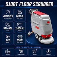 DIKE-510BT Mesin Penggosok Lantai Dorong Bertenaga Baterai DC24V Jalur Pembersihan 530mm Karet Penyerap 830mm Air Dingin