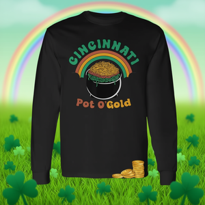 T-shirt a maniche lunghe Cincinnati St Patrick's Day Pot O' Gold, T-shirt promozionale personalizzabile - Product Image 2
