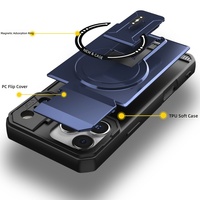Étui de protection de luxe pour appareil photo avec chargement sans fil pour iPhone 17 Pro Max 16 15 13, coque magnétique avec support pliable et protection d'objectif rabattable