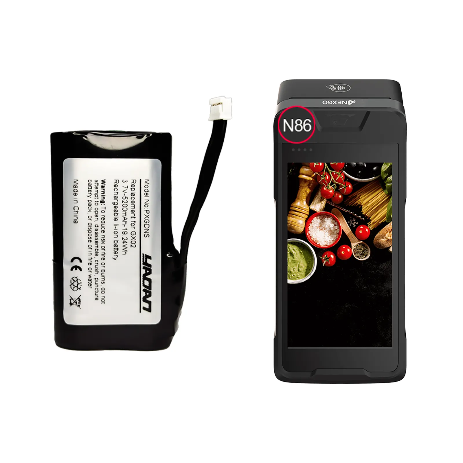 OEM 3.7V 5200mAh GX02 Bateria De Lítio De Substituição para Android Smart POS NEXGO N86 Bateria Recarregável