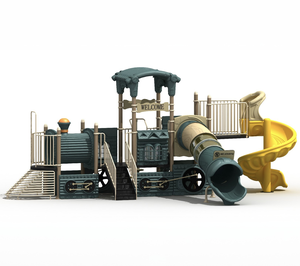 Sân chơi trẻ em theo chủ đề xe lửa: Cấu trúc đầu Máy đa chức năng với các đường trượt, lý tưởng cho các trường mẫu giáo, trường học - Product Image 1