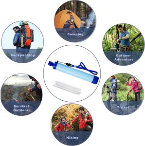 หลอดกรองน้ำพกพาสำหรับกิจกรรมกลางแจ้ง เครื่องกรองน้ำส่วนตัวสำหรับอุปกรณ์เอาตัวรอด น้ำดื่มฉุกเฉิน เดินป่า ตั้งแคมป์ และการเดินทาง - Product Image 6